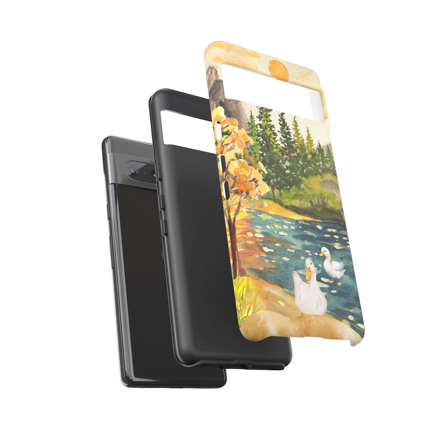 Artistic Phone Case with Ducks and Nature Scene