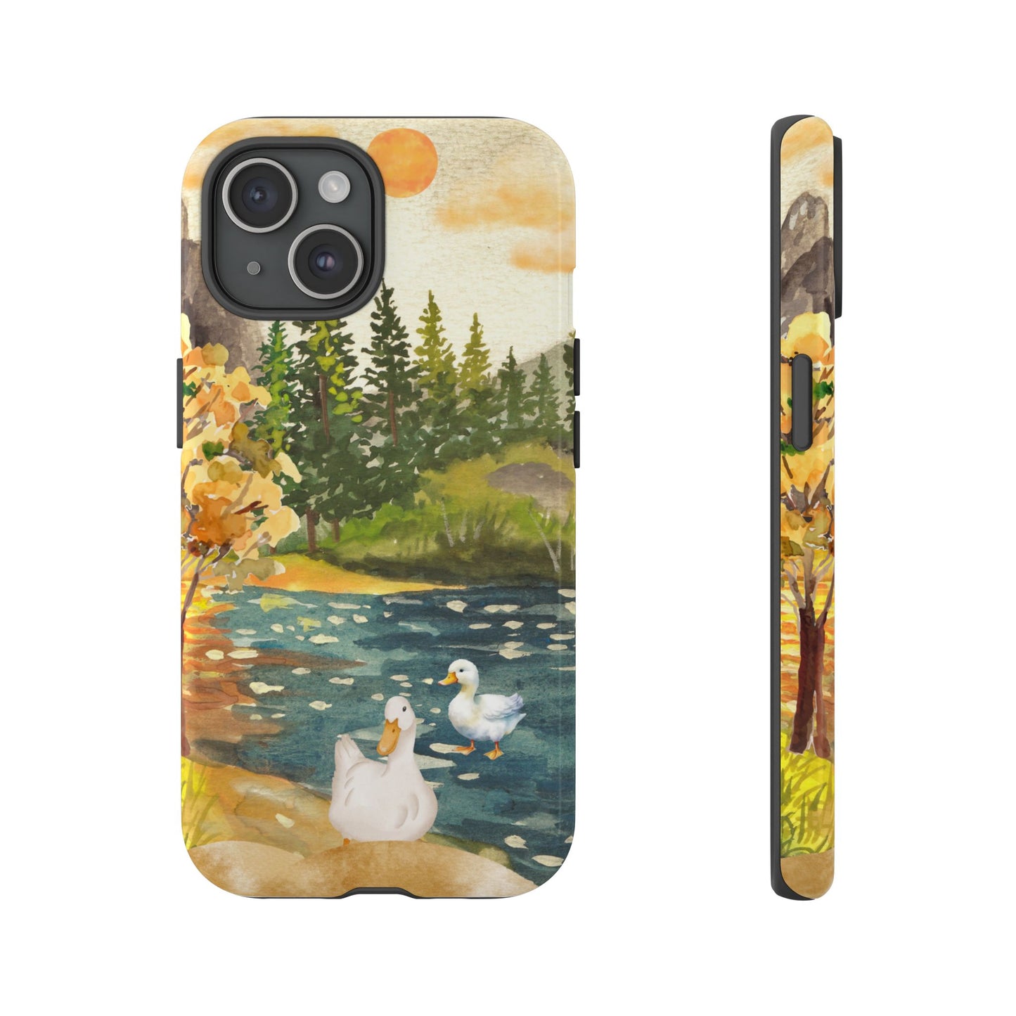 Artistic Phone Case with Ducks and Nature Scene