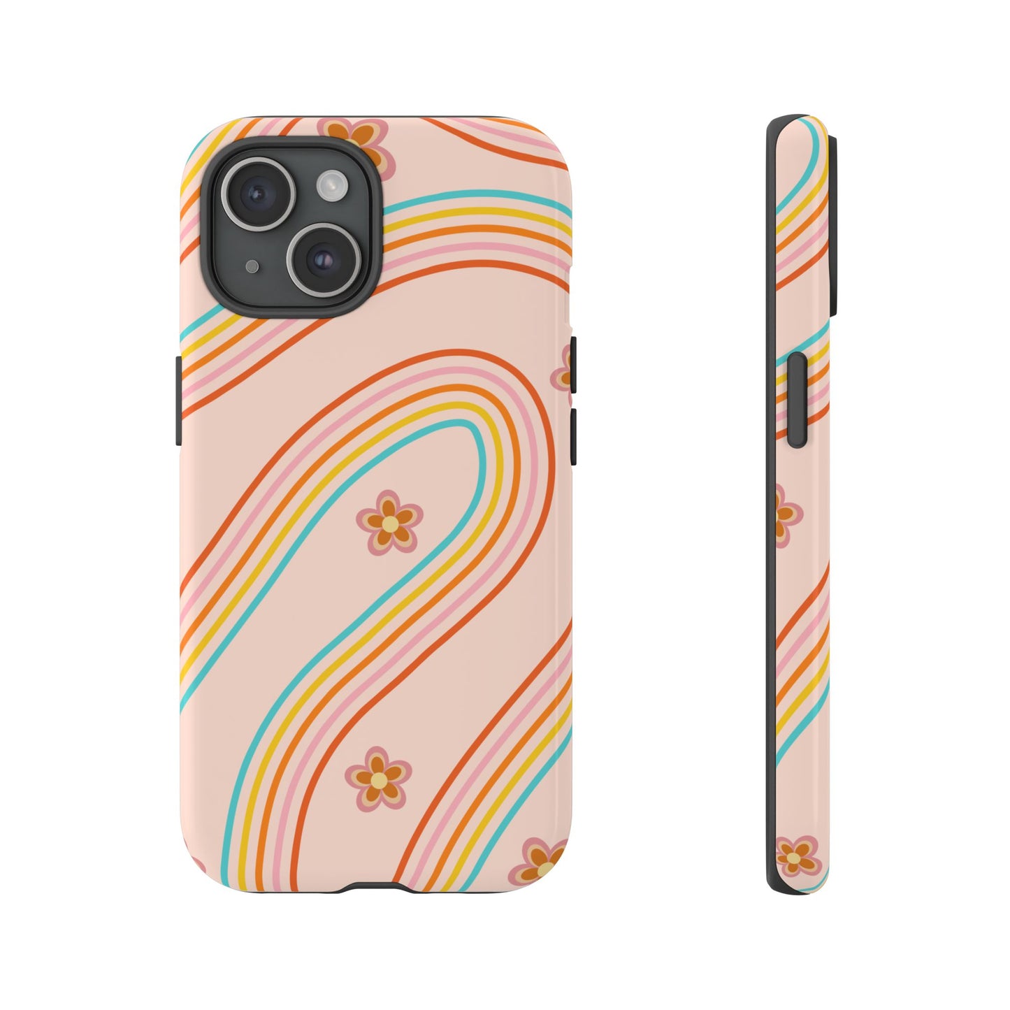 Retro Rainbow Phone Case - Tough & Stylish Floral Design