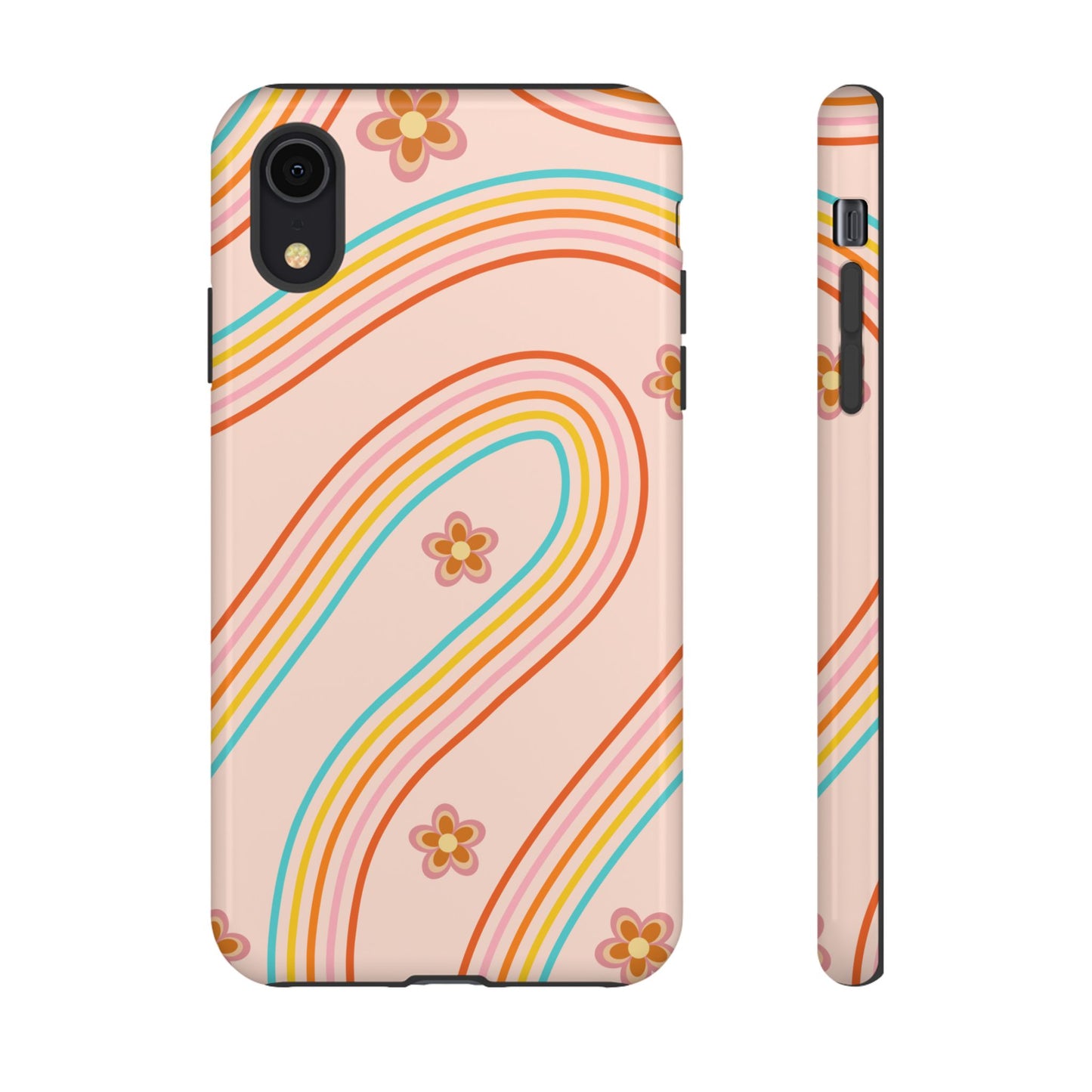 Retro Rainbow Phone Case - Tough & Stylish Floral Design