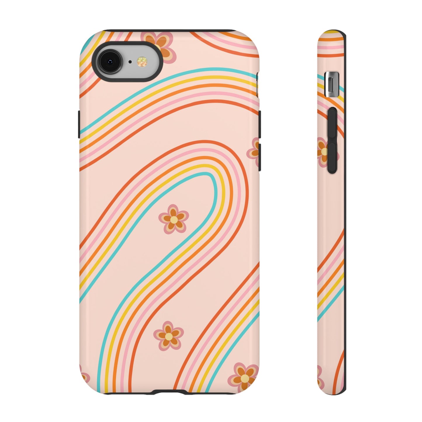 Retro Rainbow Phone Case - Tough & Stylish Floral Design