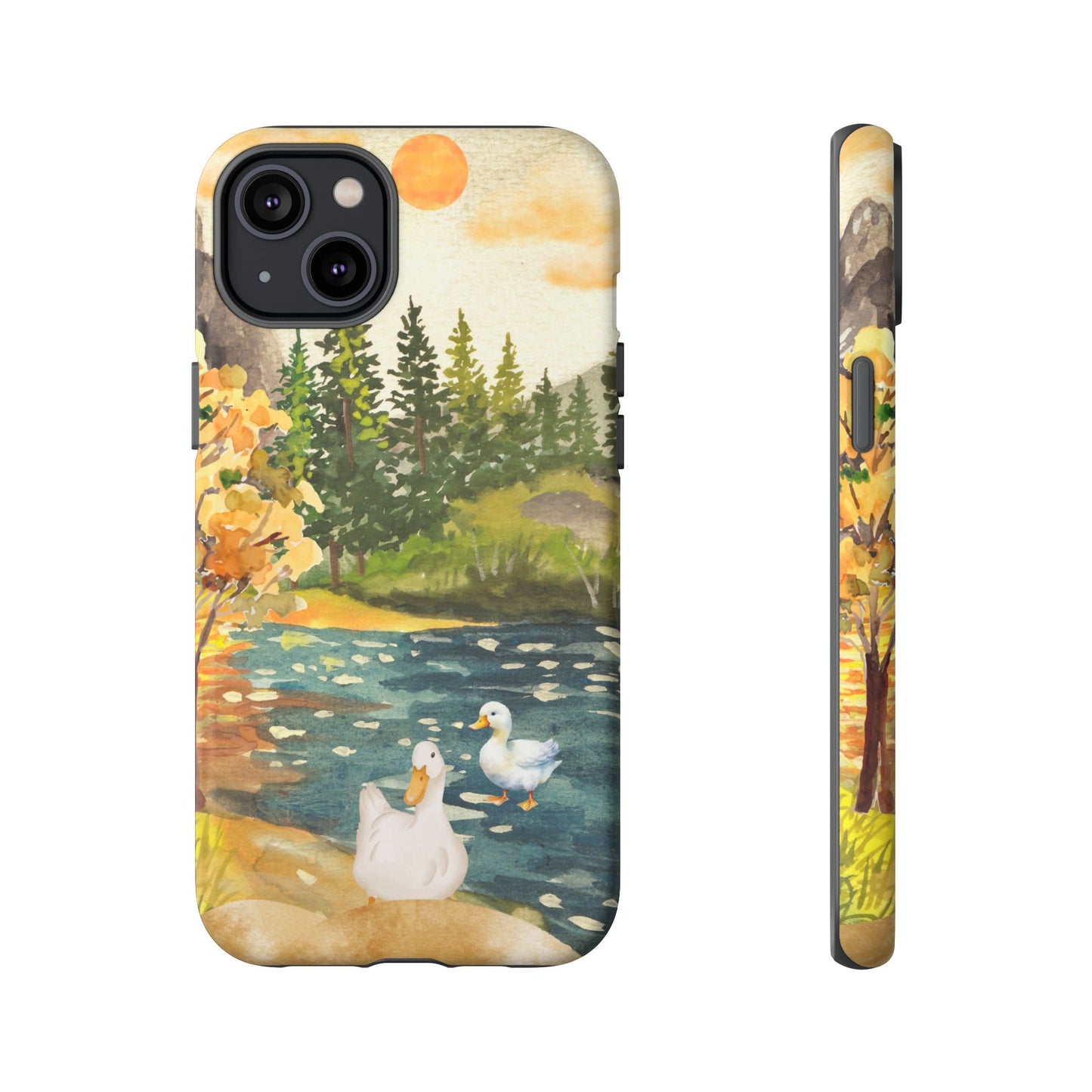 Artistic Phone Case with Ducks and Nature Scene
