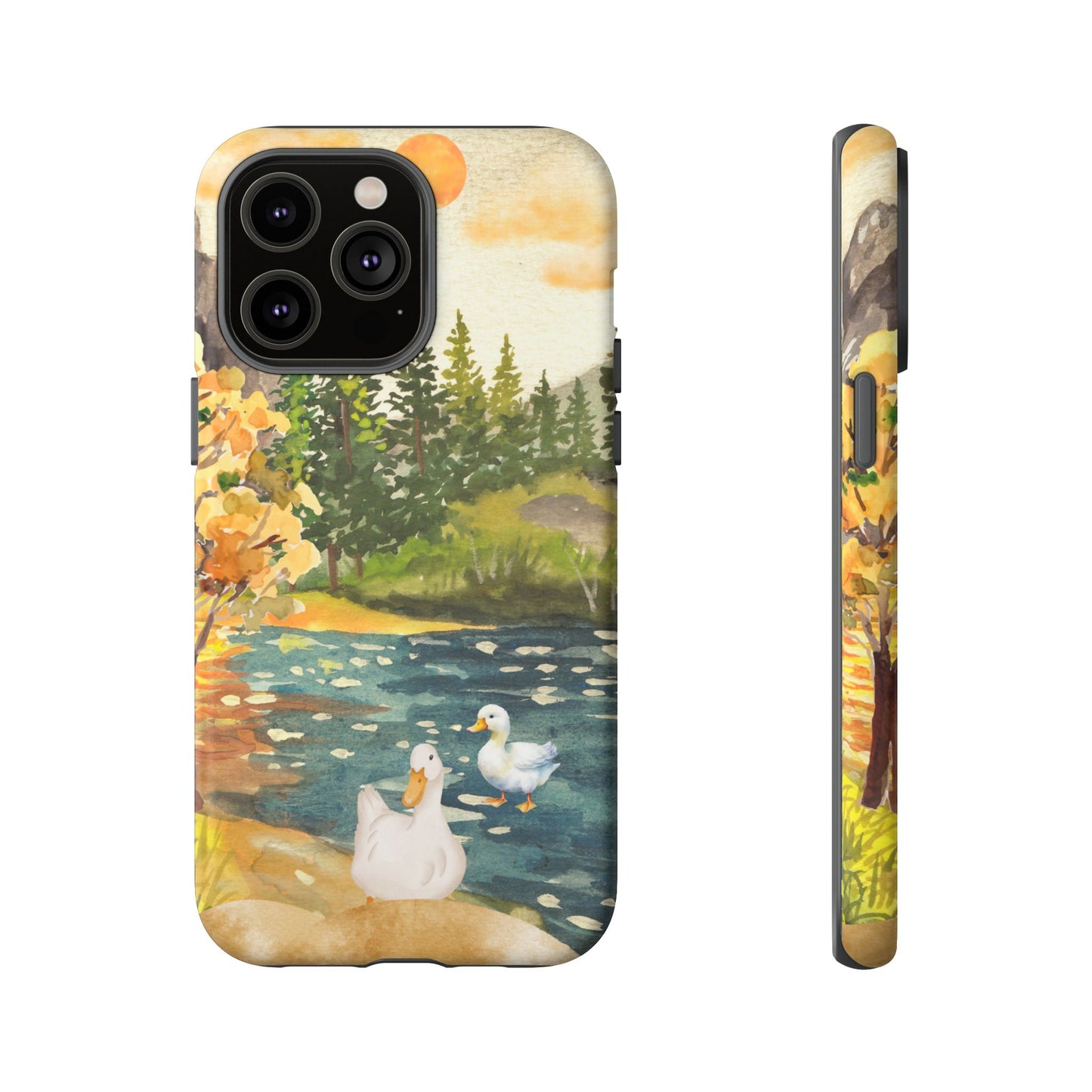 Artistic Phone Case with Ducks and Nature Scene