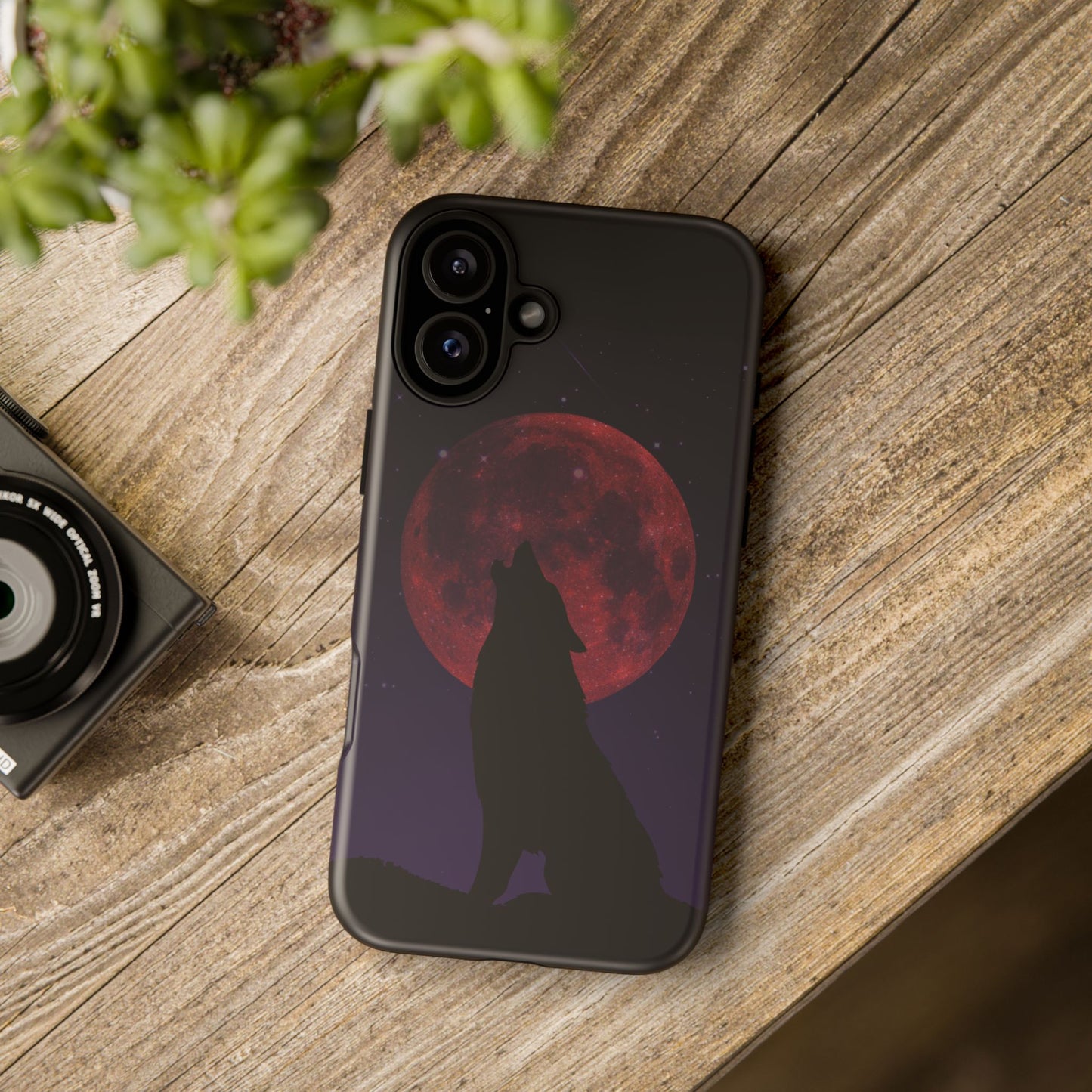 Wolf Howling at Blood Moon Phone Case - Tough & Stylish Protector