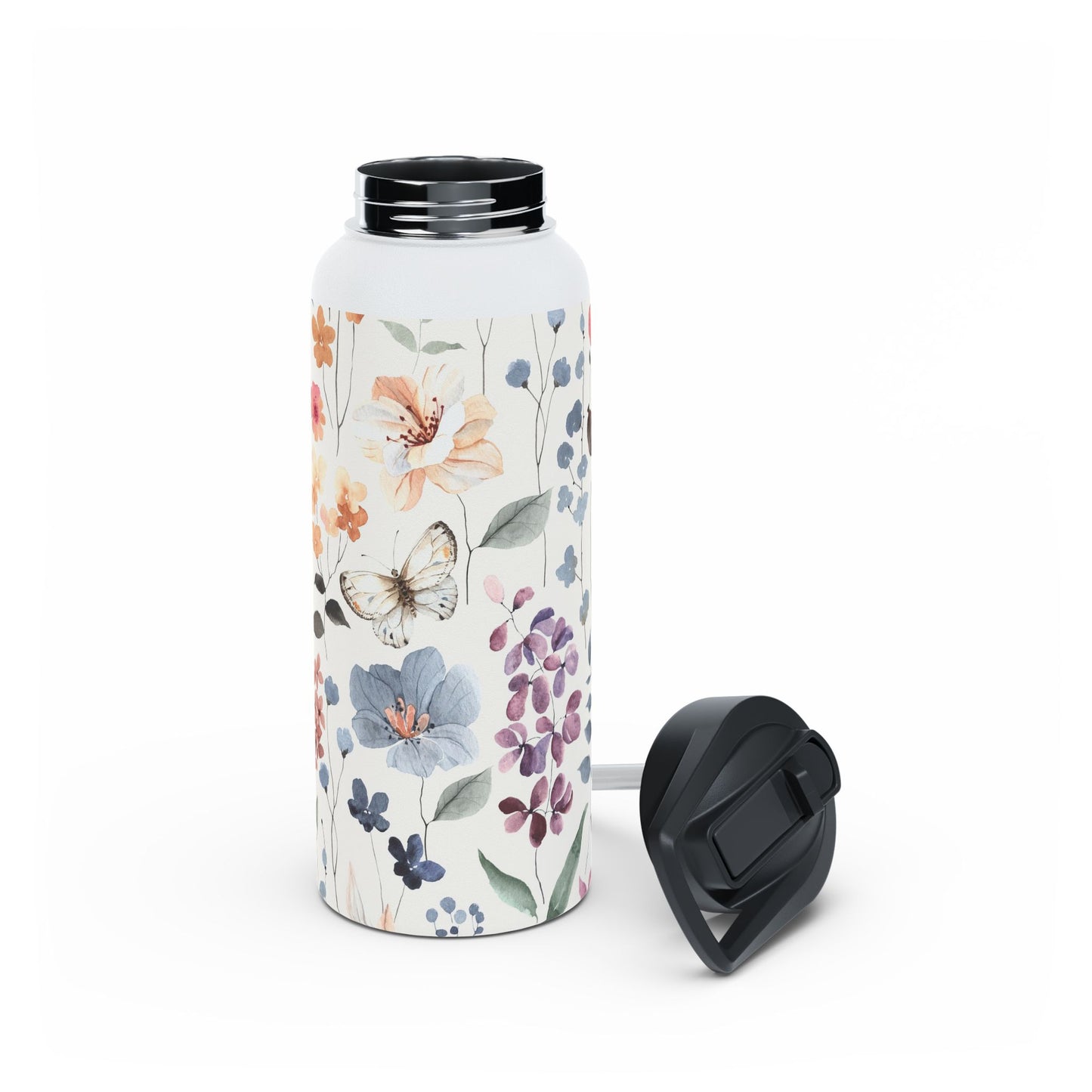 Floral Stainless Steel Water Bottle, Eco-Friendly Travel Mug, Reusable Drink Container, Gift for Nature Lovers, Summer Hydration