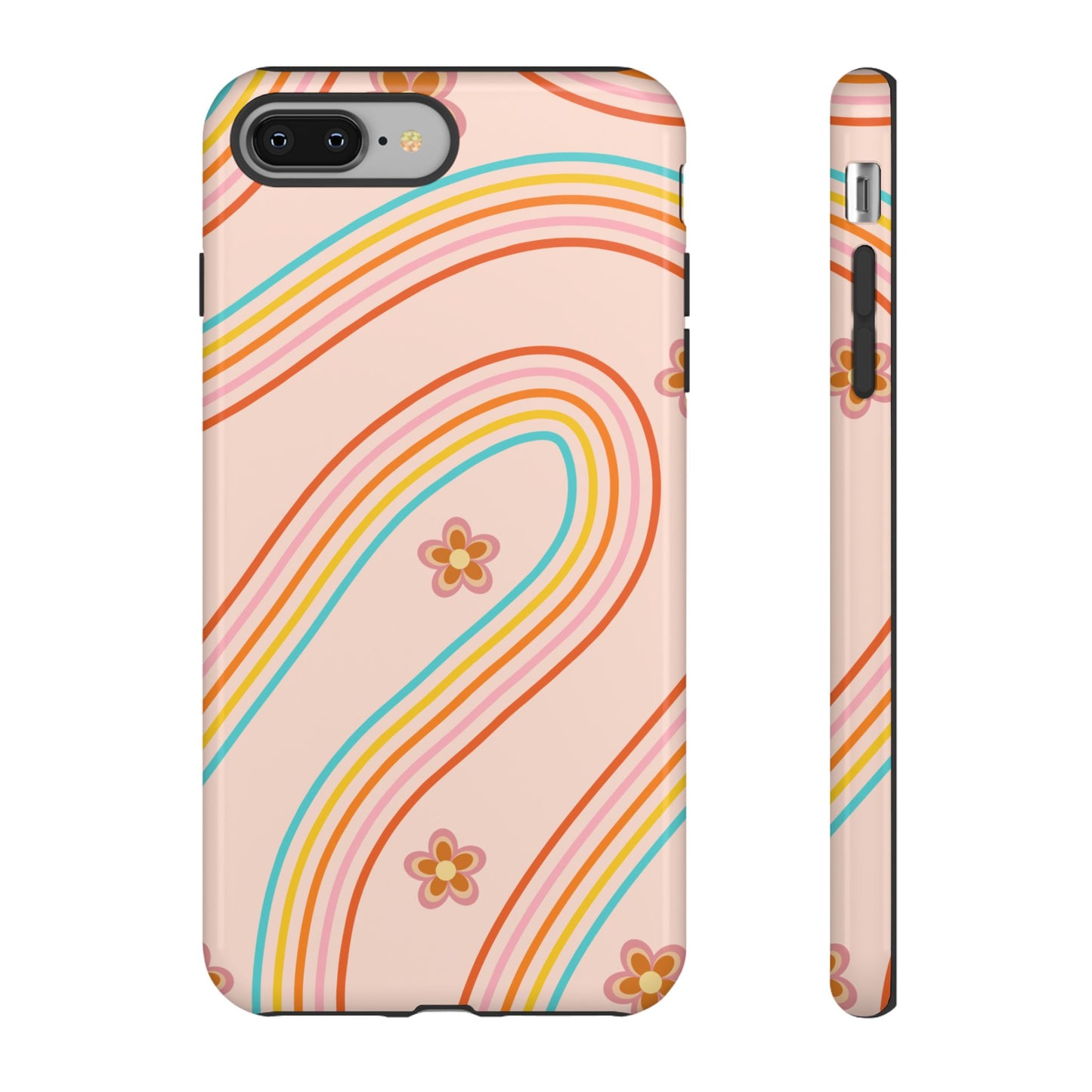 Retro Rainbow Phone Case - Tough & Stylish Floral Design