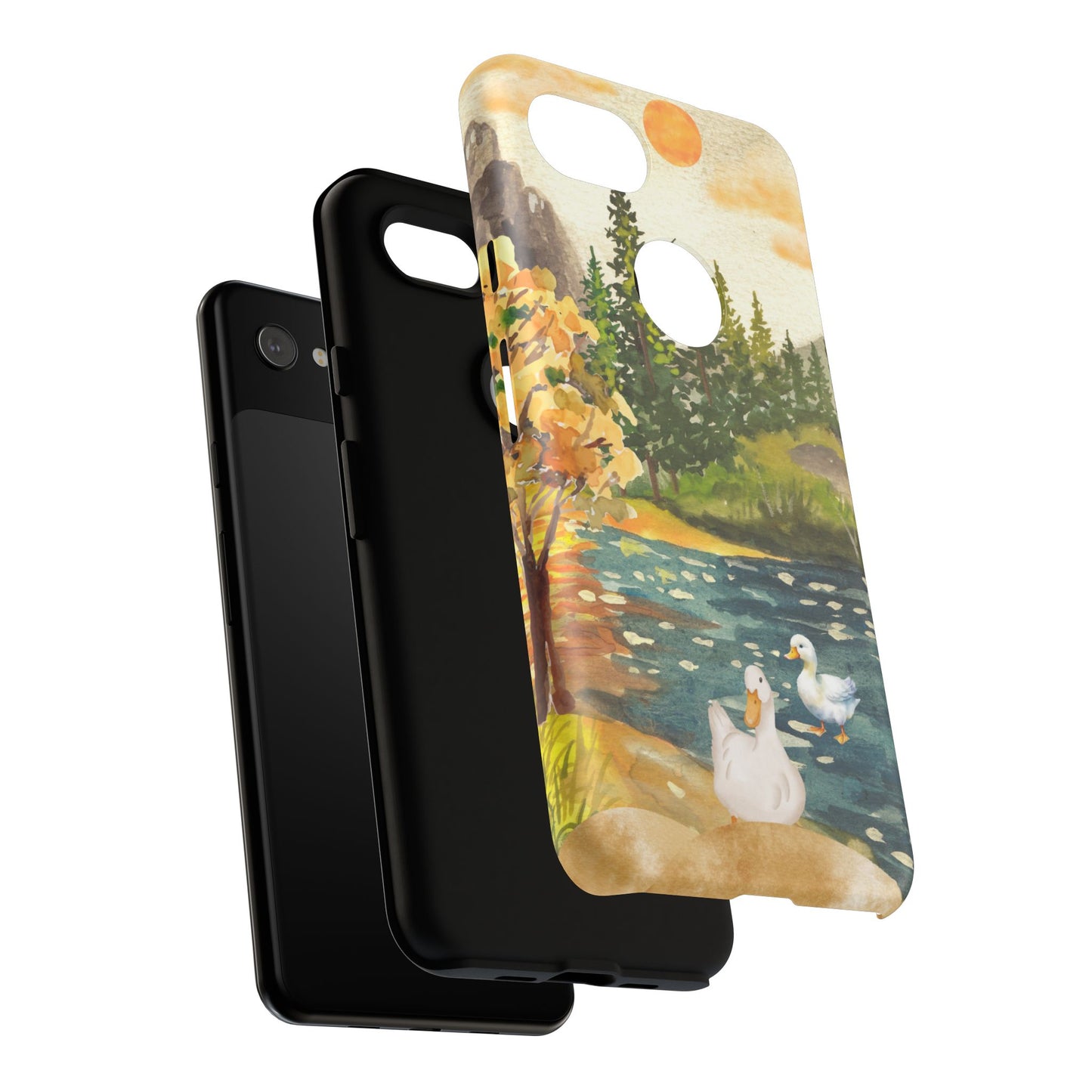 Artistic Phone Case with Ducks and Nature Scene