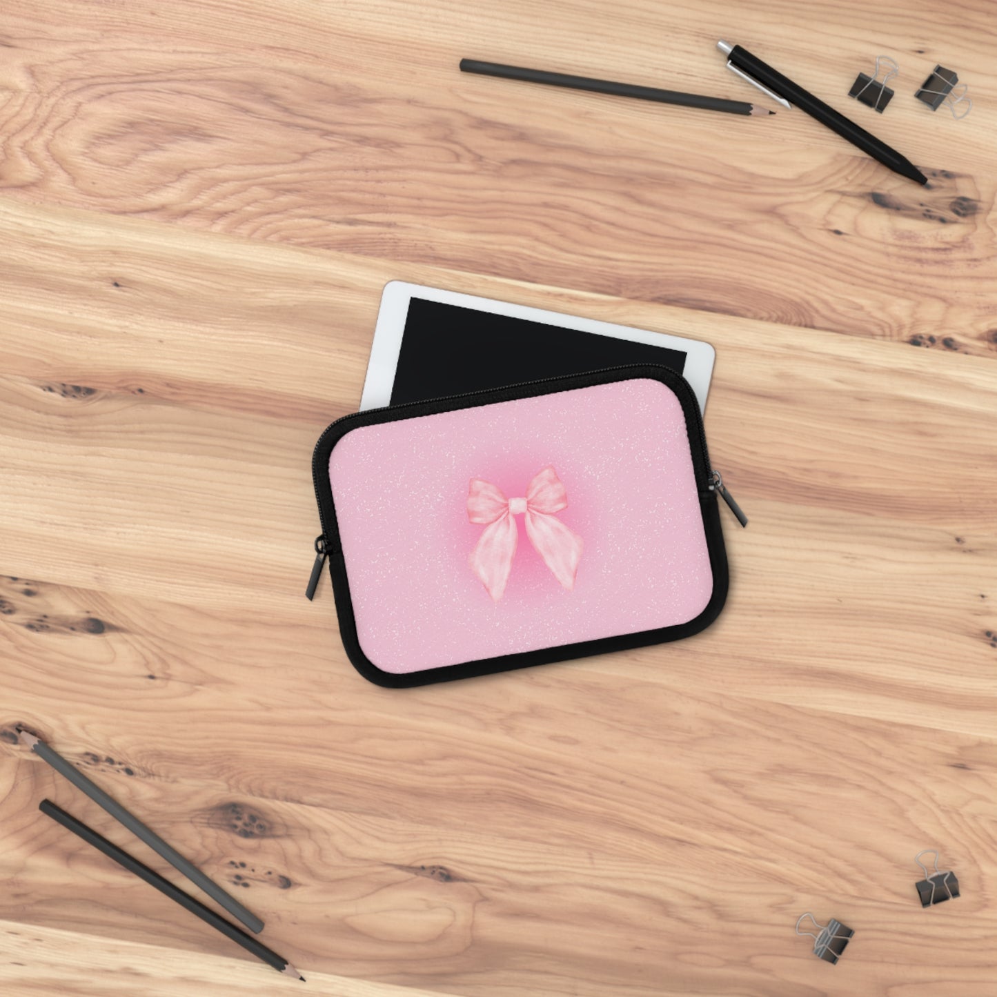 Cute Pink Bow Laptop Sleeve - Stylish Tech Accessory for Girls
