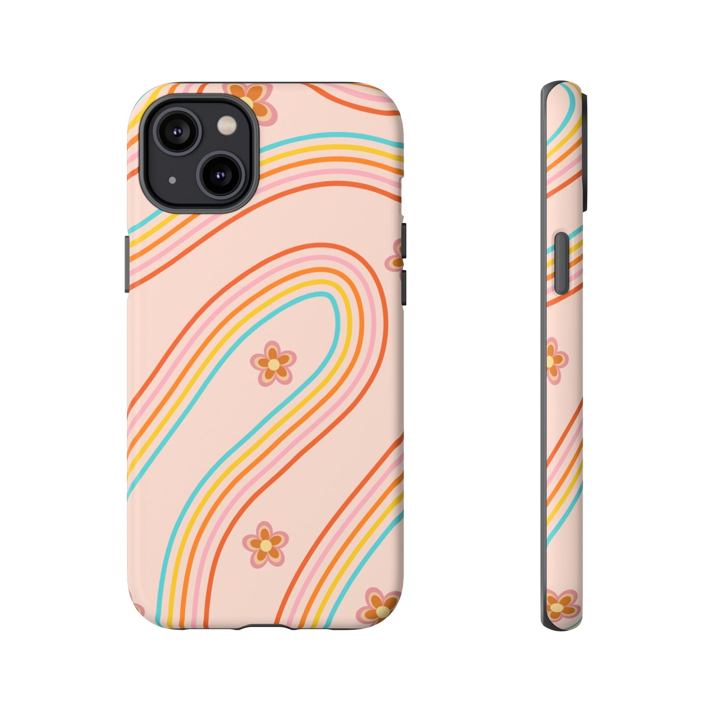 Retro Rainbow Phone Case - Tough & Stylish Floral Design