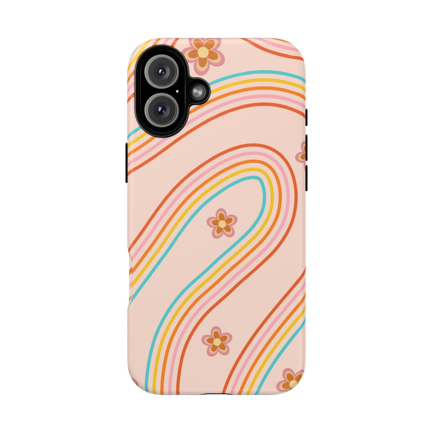 Retro Rainbow Phone Case - Tough & Stylish Floral Design