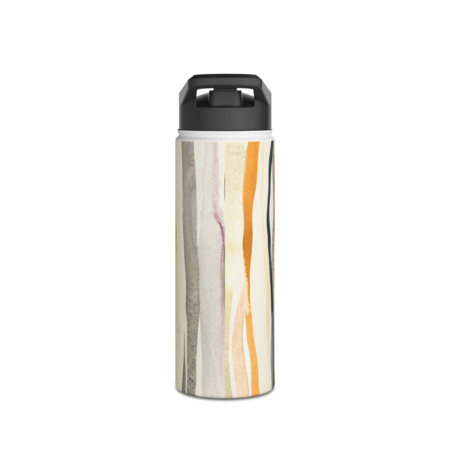 Stylish Stainless Steel Water Bottle - Artistic Striped Design