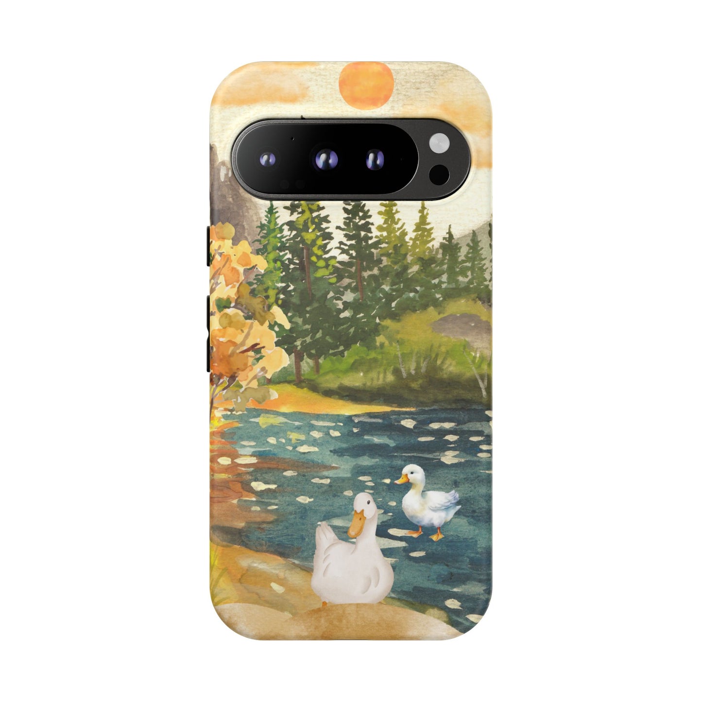 Artistic Phone Case with Ducks and Nature Scene