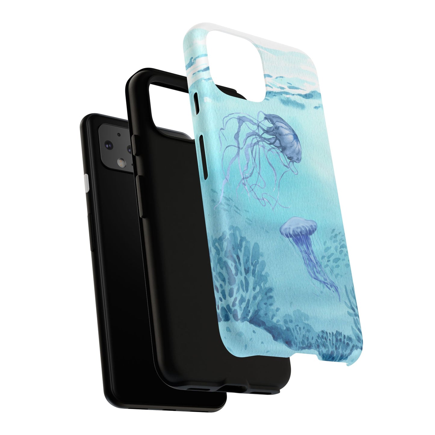 Ocean-Inspired Tough Phone Case with Jellyfish Design
