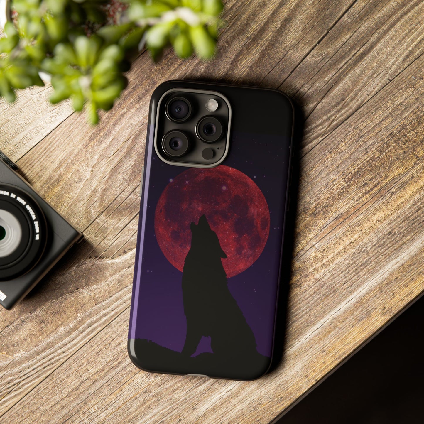 Wolf Howling at Blood Moon Phone Case - Tough & Stylish Protector