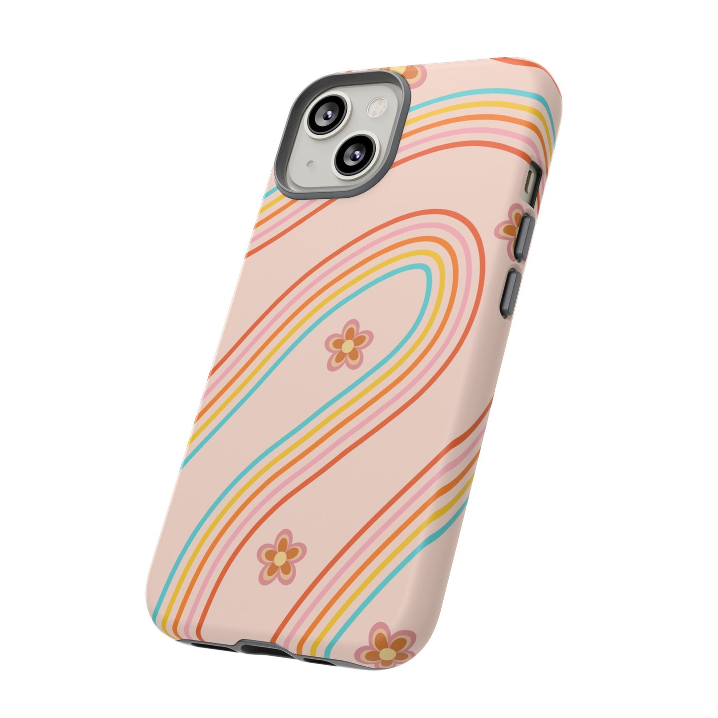 Retro Rainbow Phone Case - Tough & Stylish Floral Design