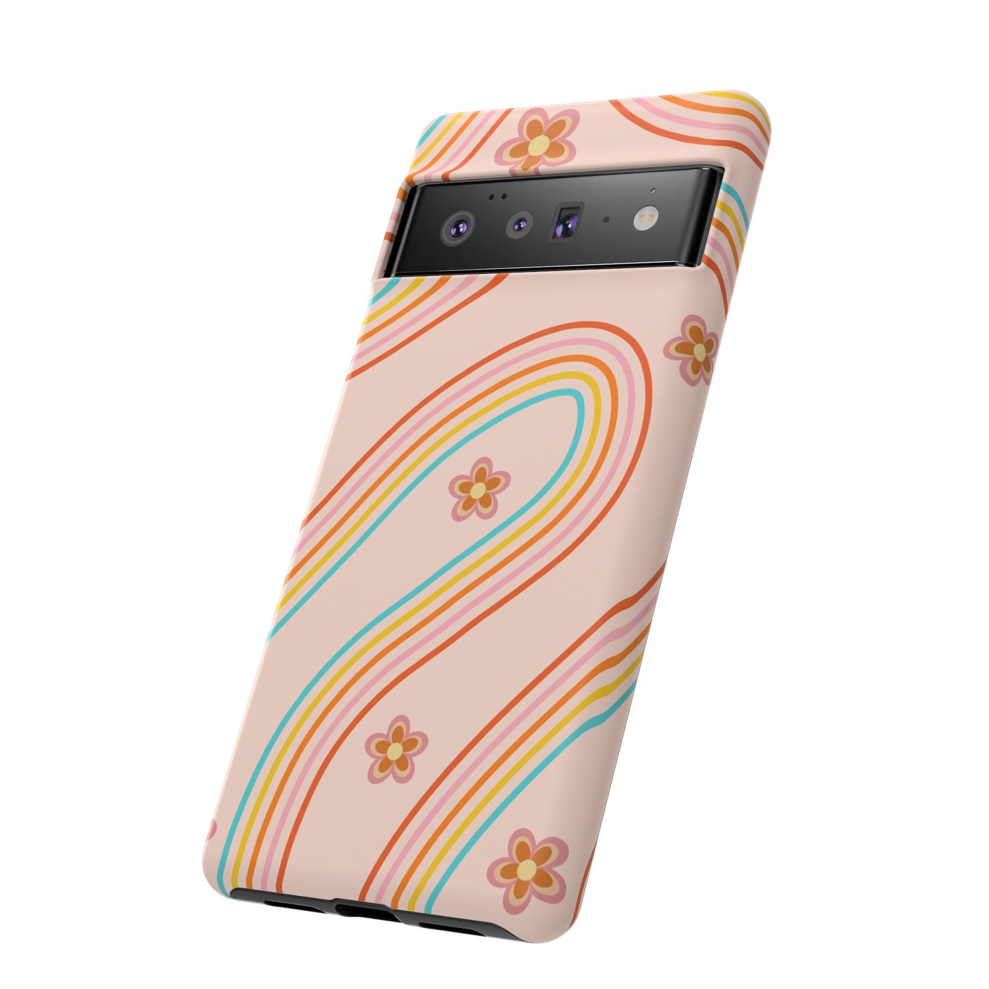 Retro Rainbow Phone Case - Tough & Stylish Floral Design