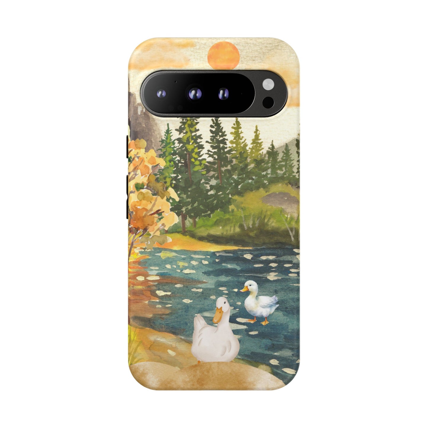 Artistic Phone Case with Ducks and Nature Scene