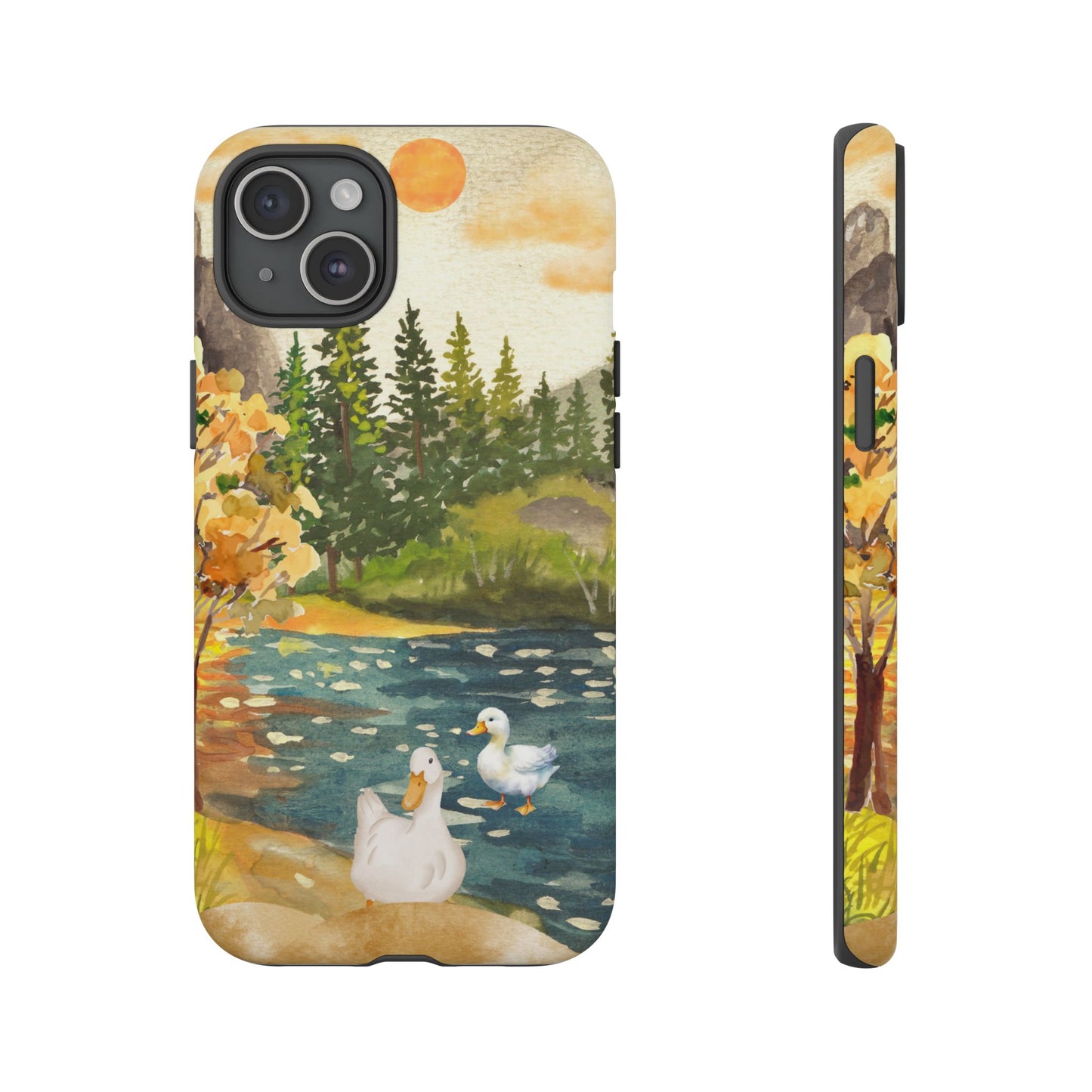 Artistic Phone Case with Ducks and Nature Scene