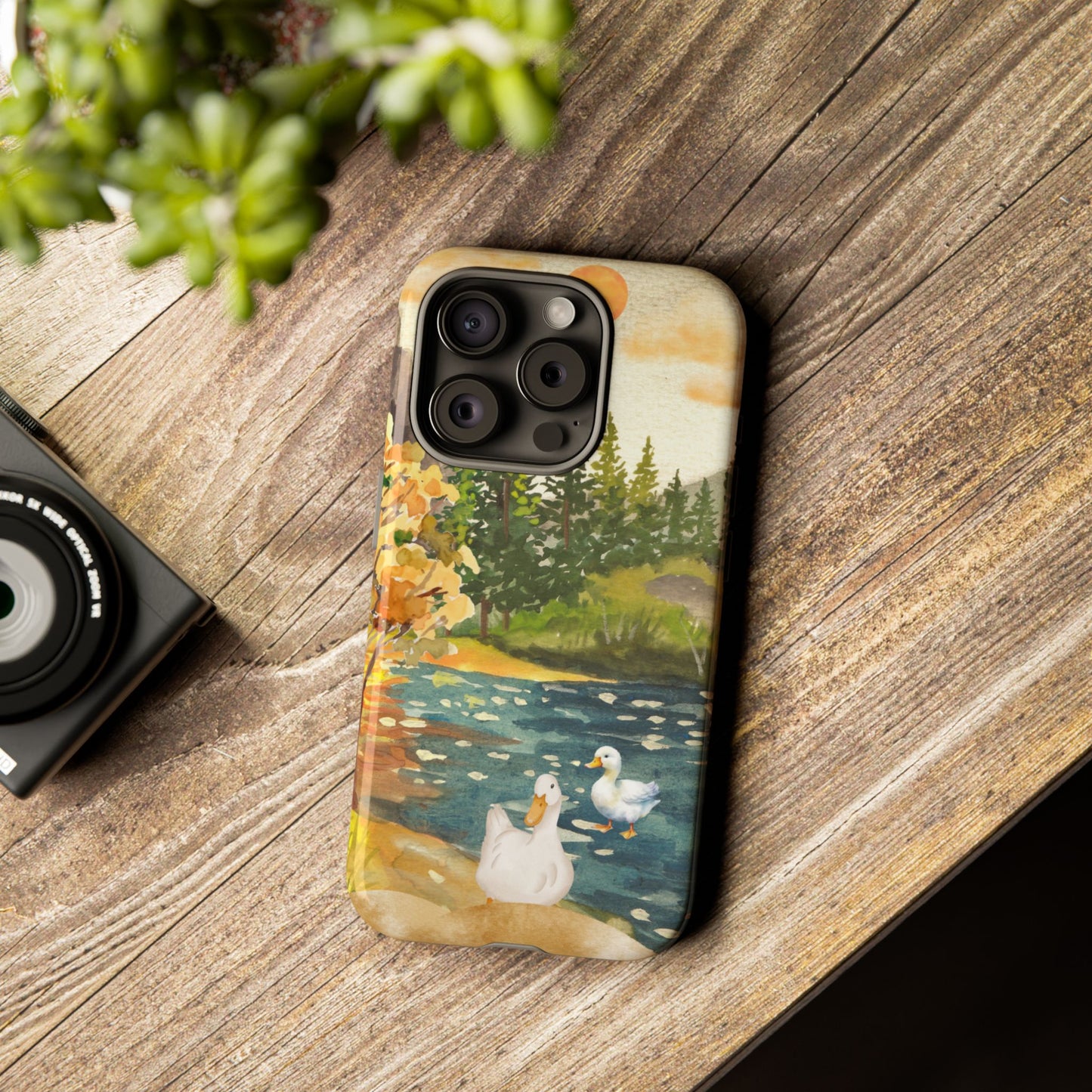 Artistic Phone Case with Ducks and Nature Scene