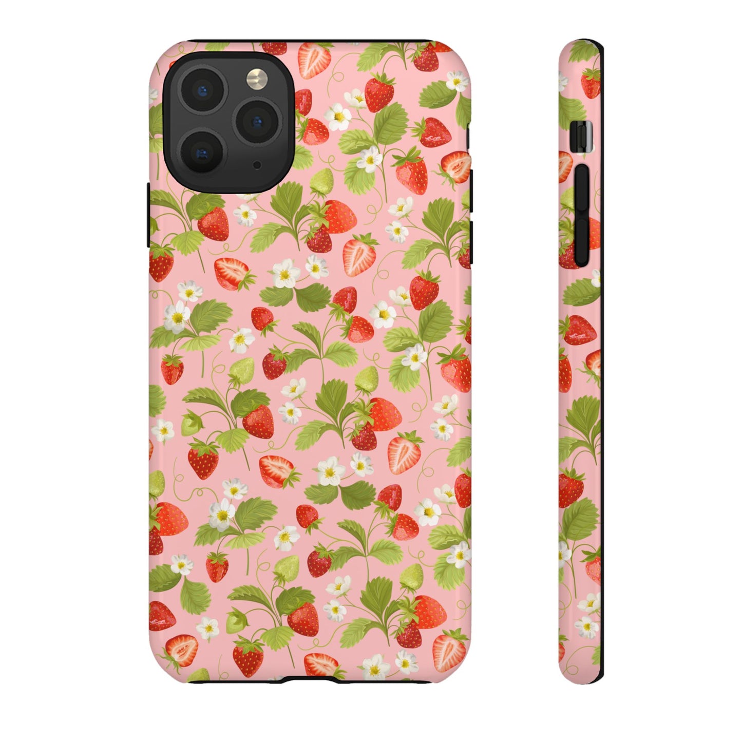 Strawberry Floral Tough Case - Cute Berry Pattern Phone Cover