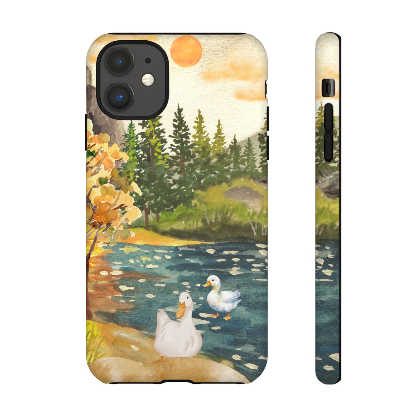 Artistic Phone Case with Ducks and Nature Scene