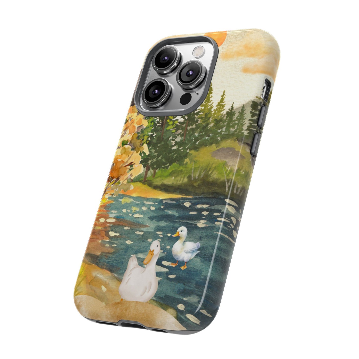 Artistic Phone Case with Ducks and Nature Scene