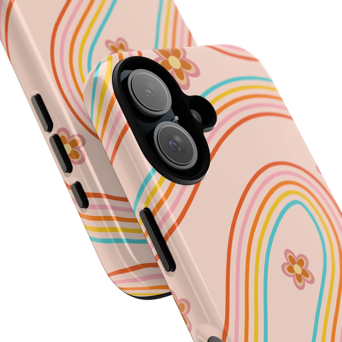 Retro Rainbow Phone Case - Tough & Stylish Floral Design