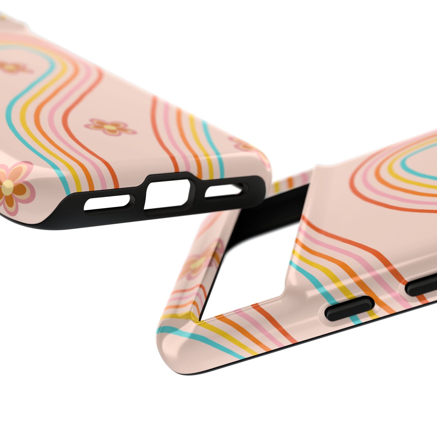 Retro Rainbow Phone Case - Tough & Stylish Floral Design