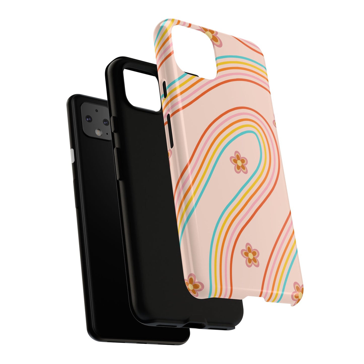 Retro Rainbow Phone Case - Tough & Stylish Floral Design