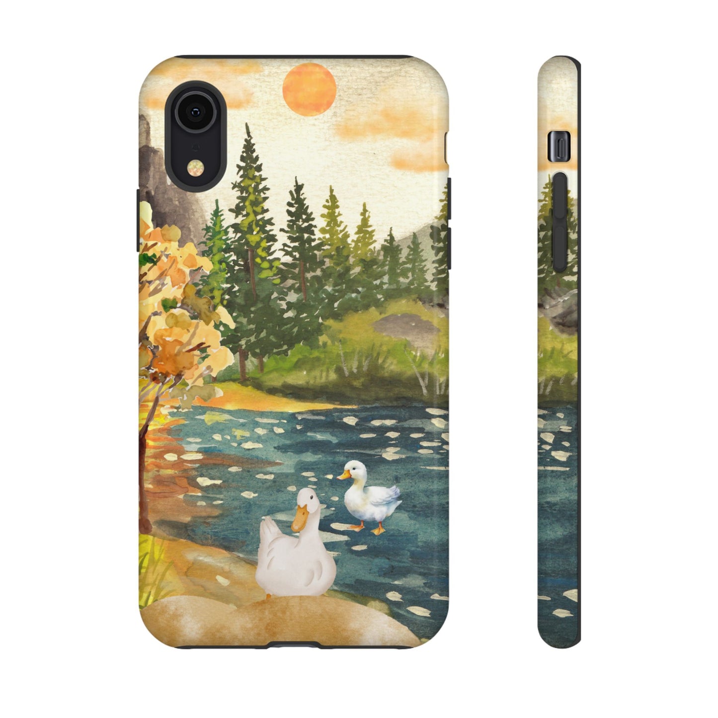 Artistic Phone Case with Ducks and Nature Scene
