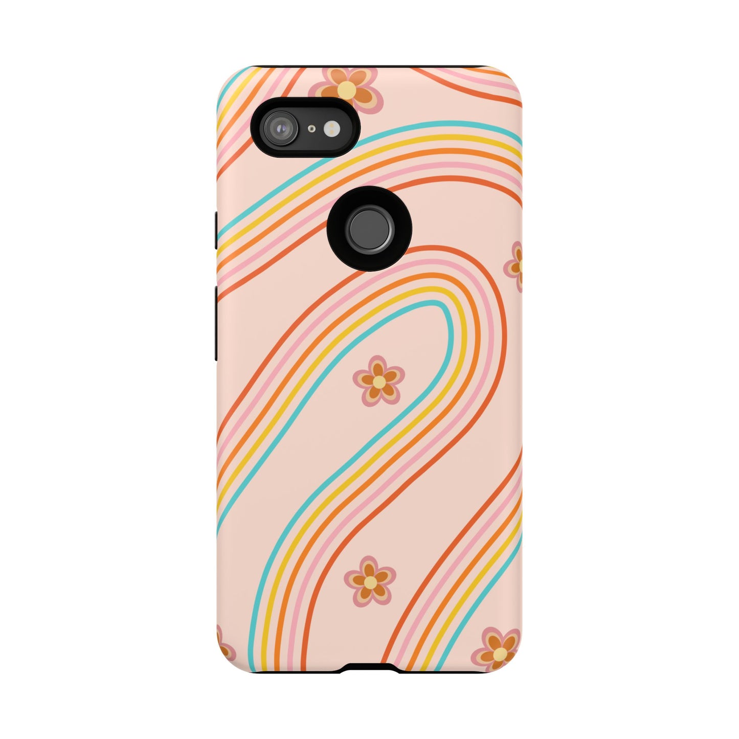 Retro Rainbow Phone Case - Tough & Stylish Floral Design
