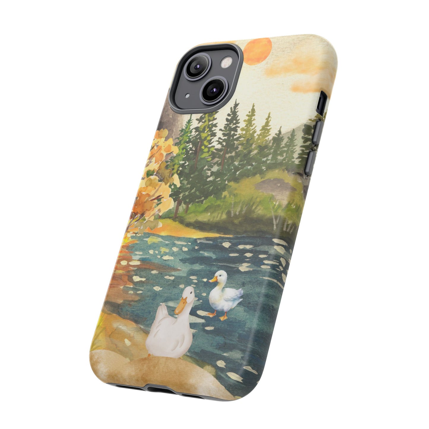 Artistic Phone Case with Ducks and Nature Scene