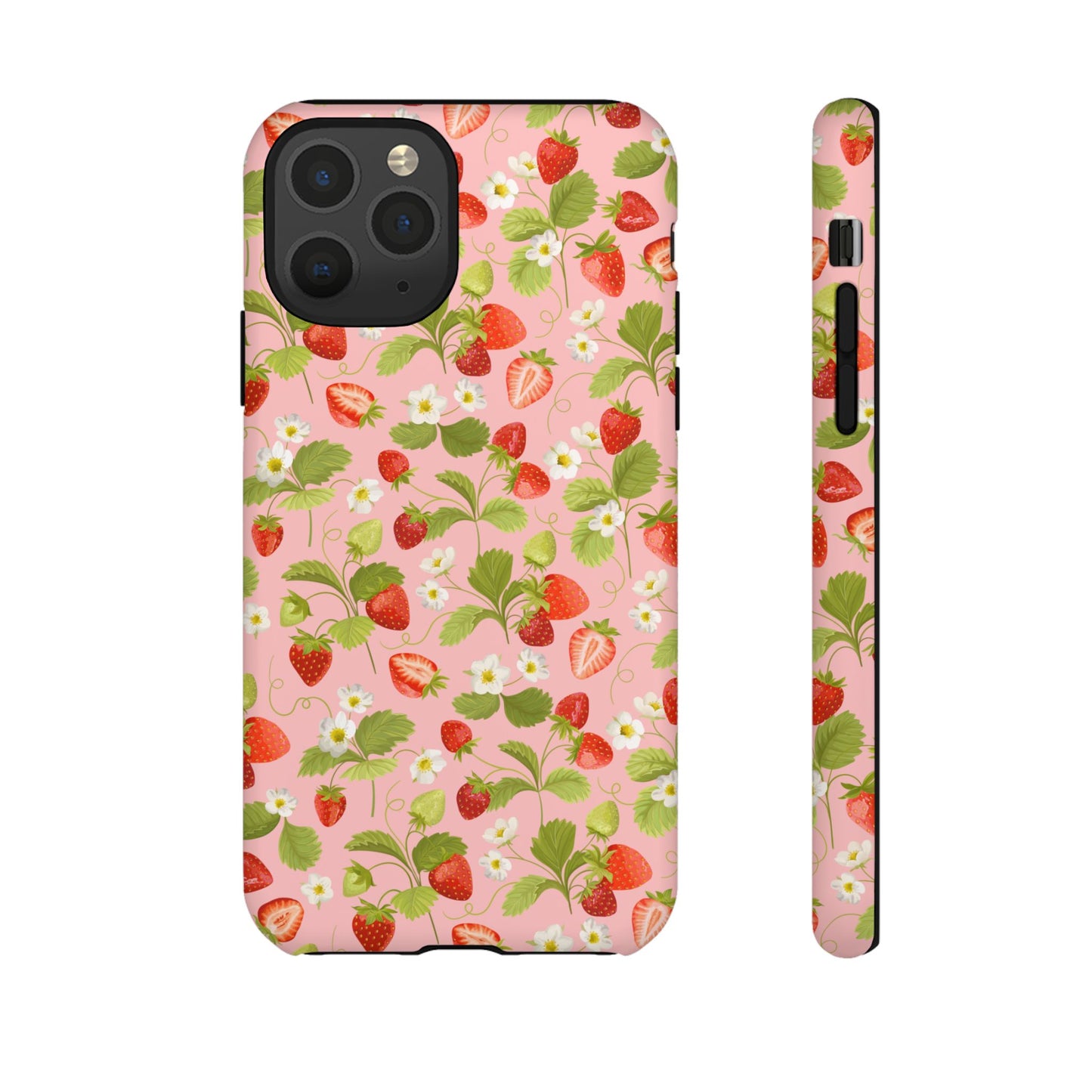 Strawberry Floral Tough Case - Cute Berry Pattern Phone Cover