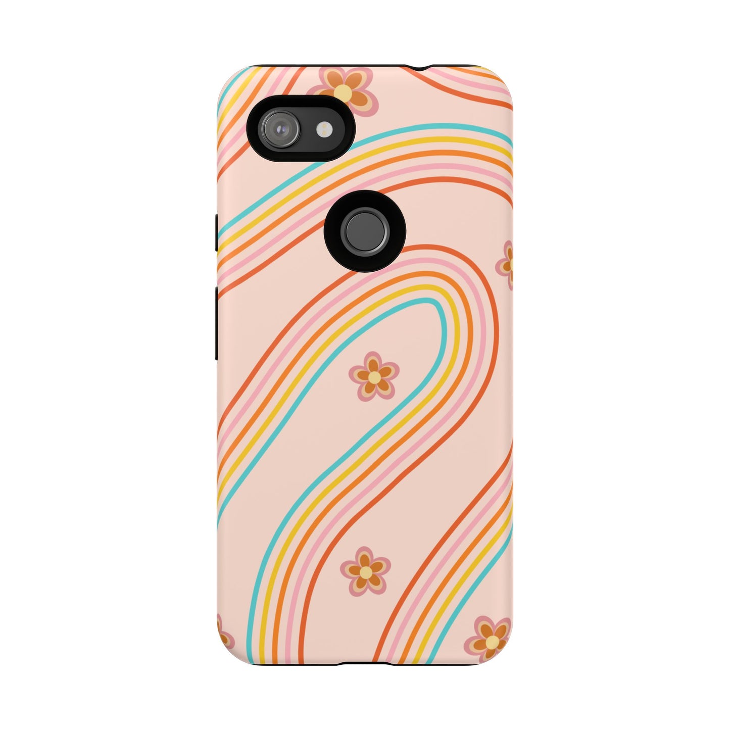 Retro Rainbow Phone Case - Tough & Stylish Floral Design