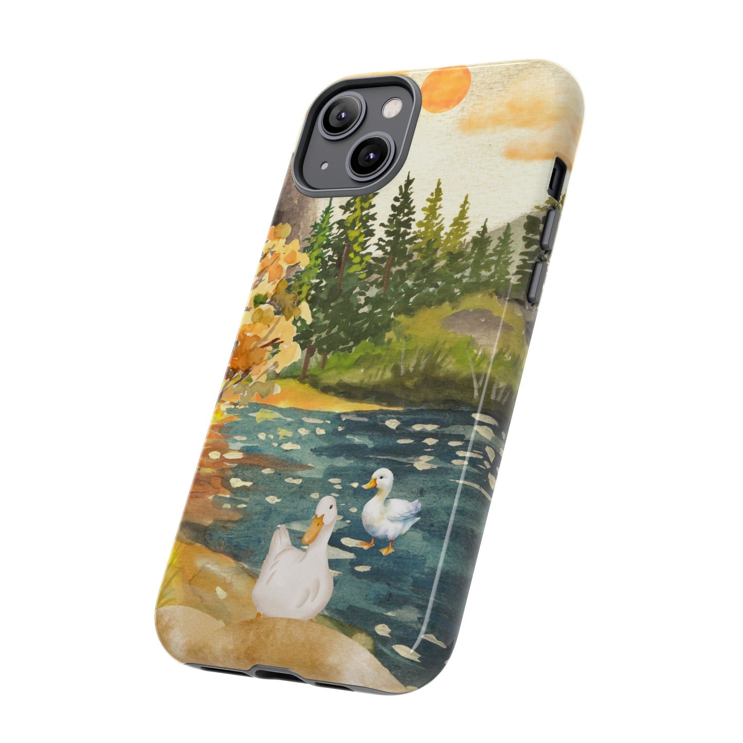 Artistic Phone Case with Ducks and Nature Scene