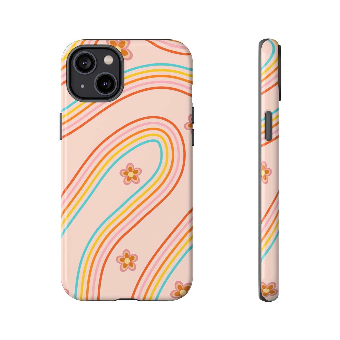 Retro Rainbow Phone Case - Tough & Stylish Floral Design
