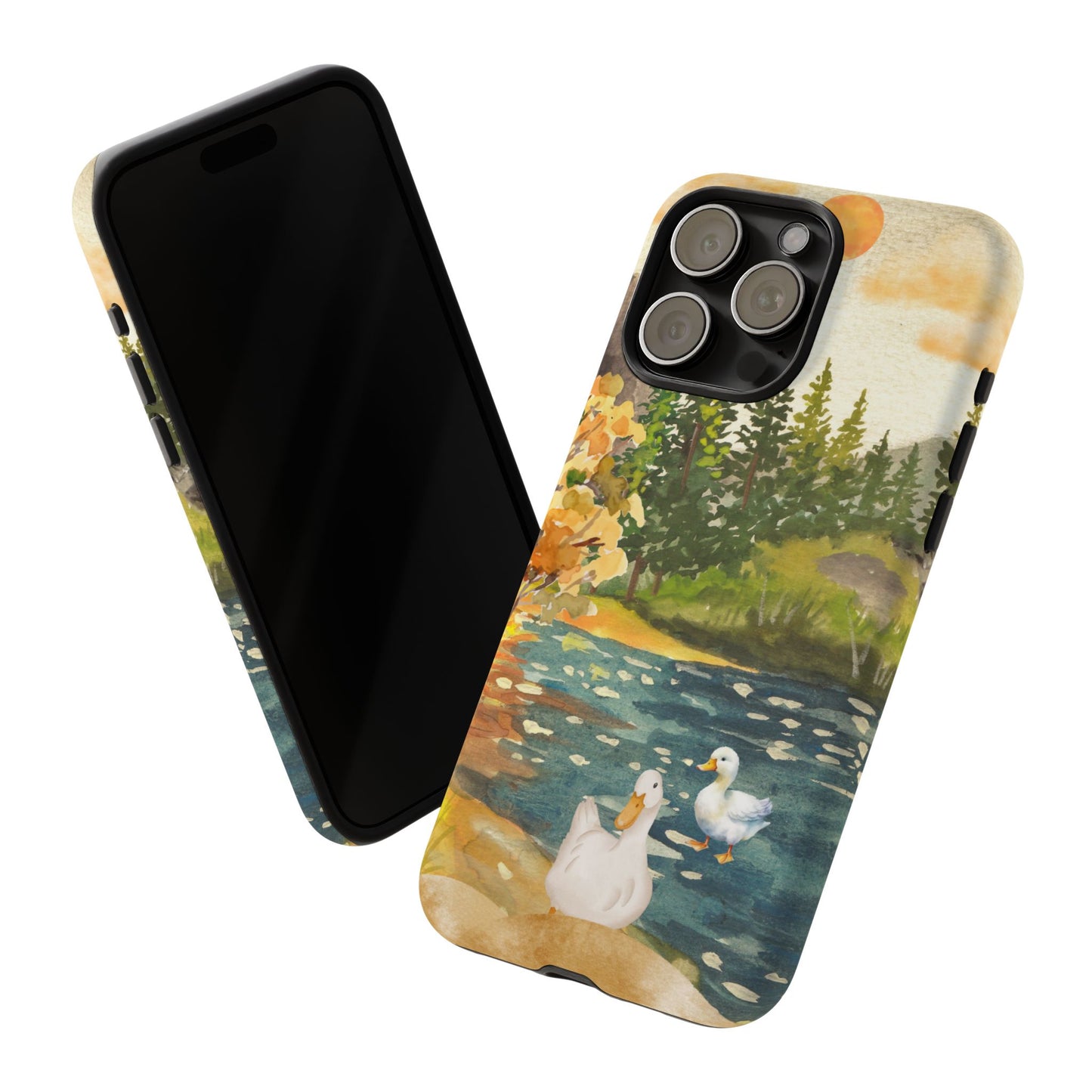 Artistic Phone Case with Ducks and Nature Scene