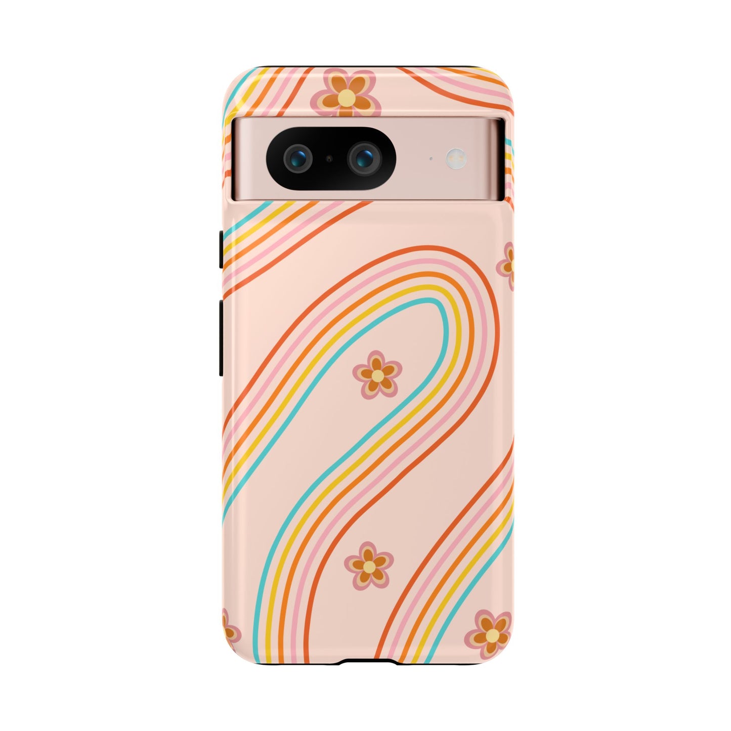 Retro Rainbow Phone Case - Tough & Stylish Floral Design