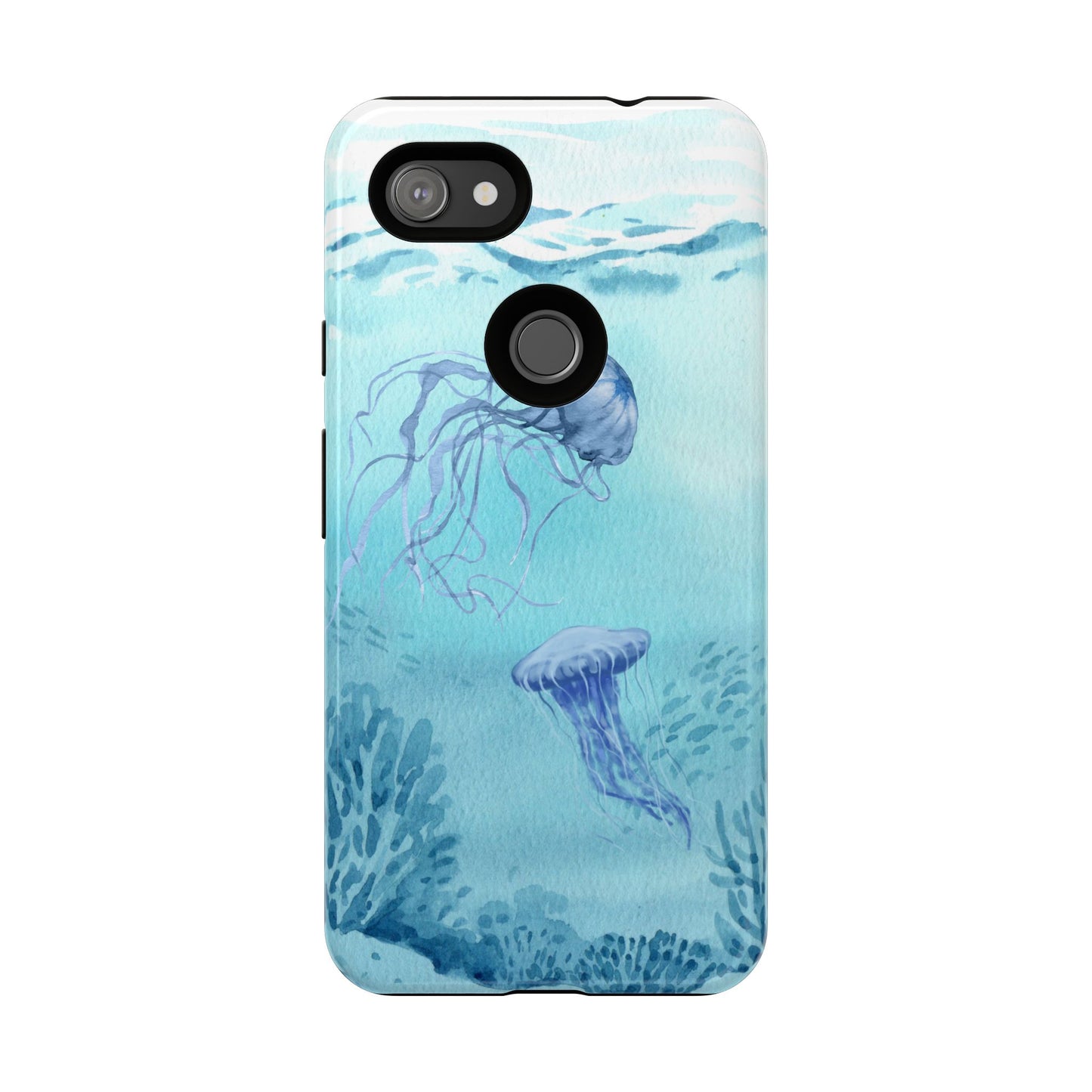 Ocean-Inspired Tough Phone Case with Jellyfish Design