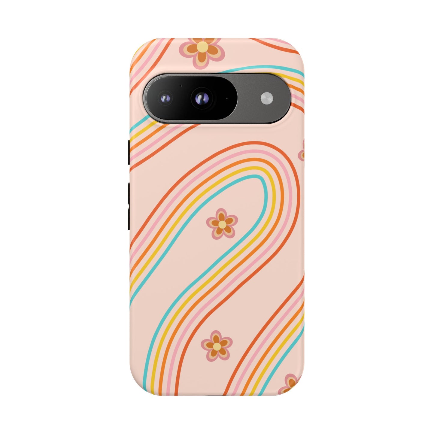 Retro Rainbow Phone Case - Tough & Stylish Floral Design