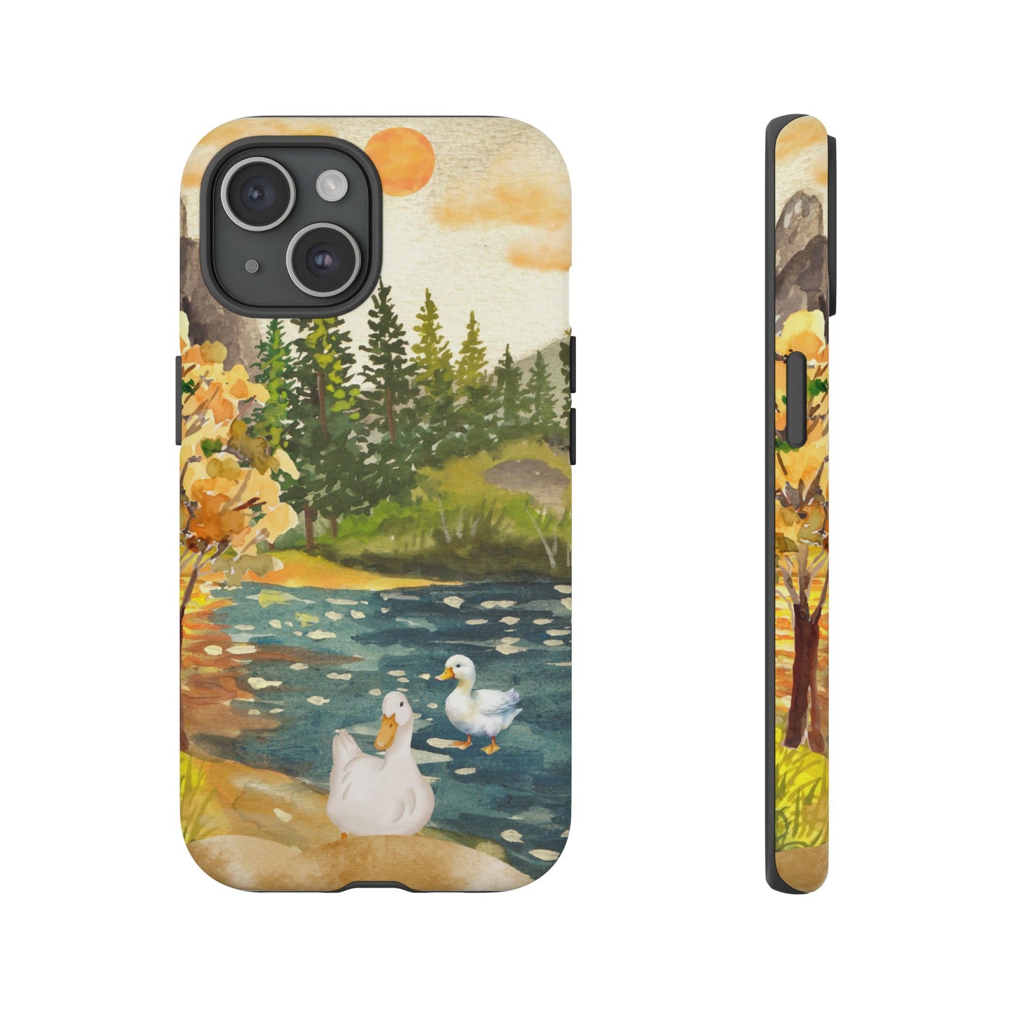 Artistic Phone Case with Ducks and Nature Scene