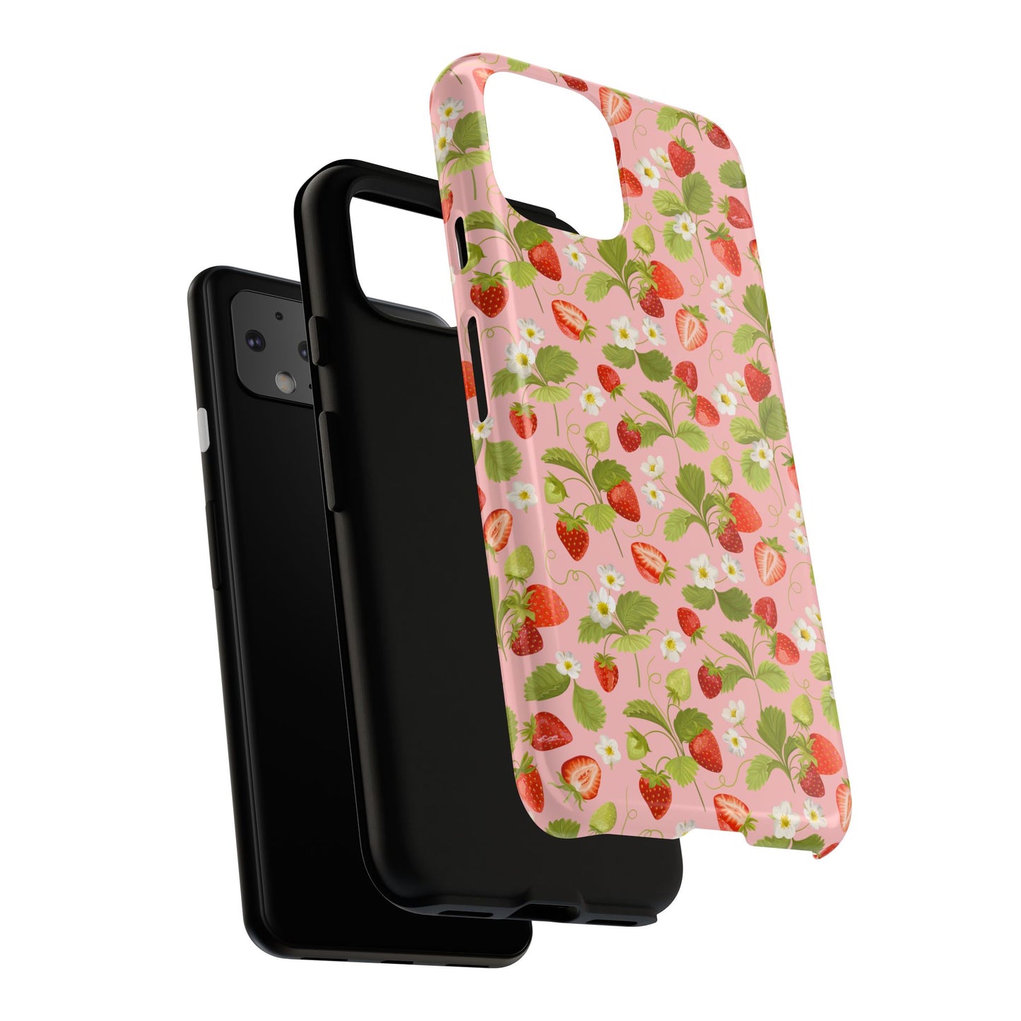 Strawberry Floral Tough Case - Cute Berry Pattern Phone Cover