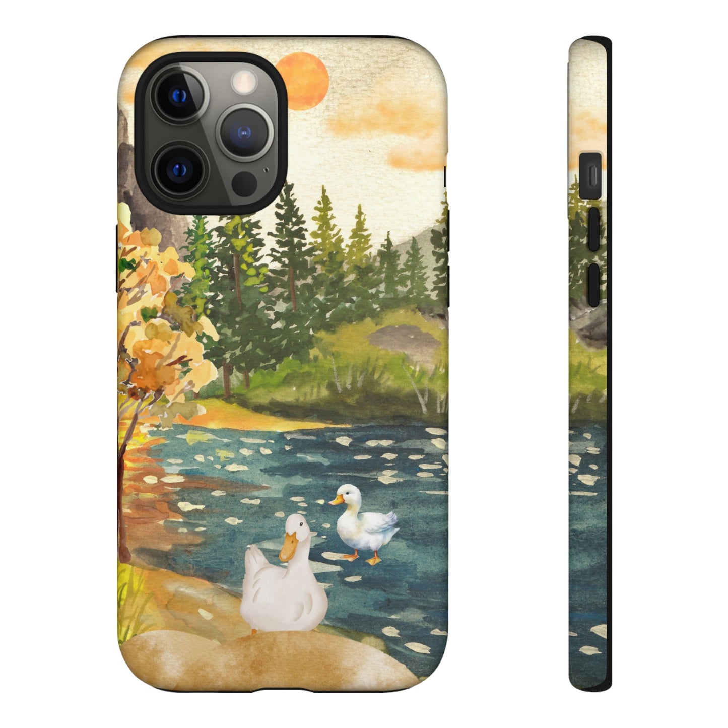 Artistic Phone Case with Ducks and Nature Scene