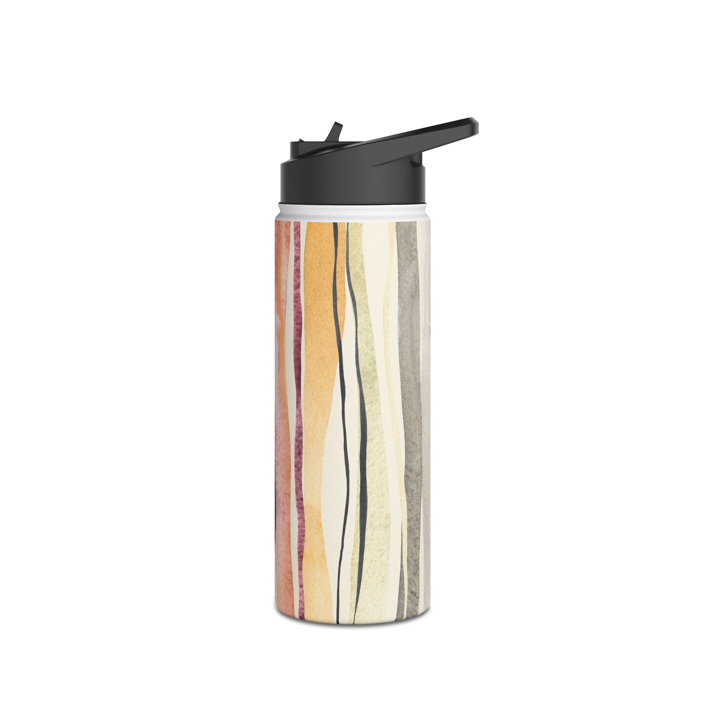 Stylish Stainless Steel Water Bottle - Artistic Striped Design
