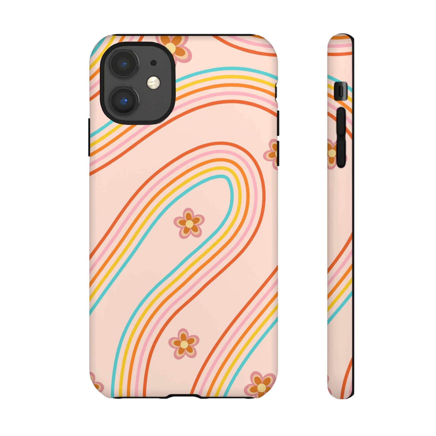 Retro Rainbow Phone Case - Tough & Stylish Floral Design