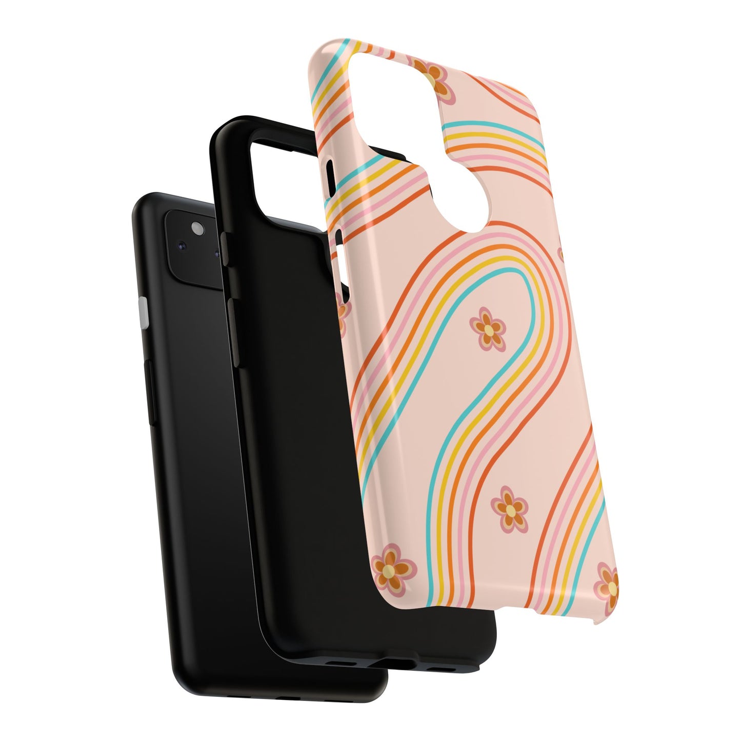 Retro Rainbow Phone Case - Tough & Stylish Floral Design
