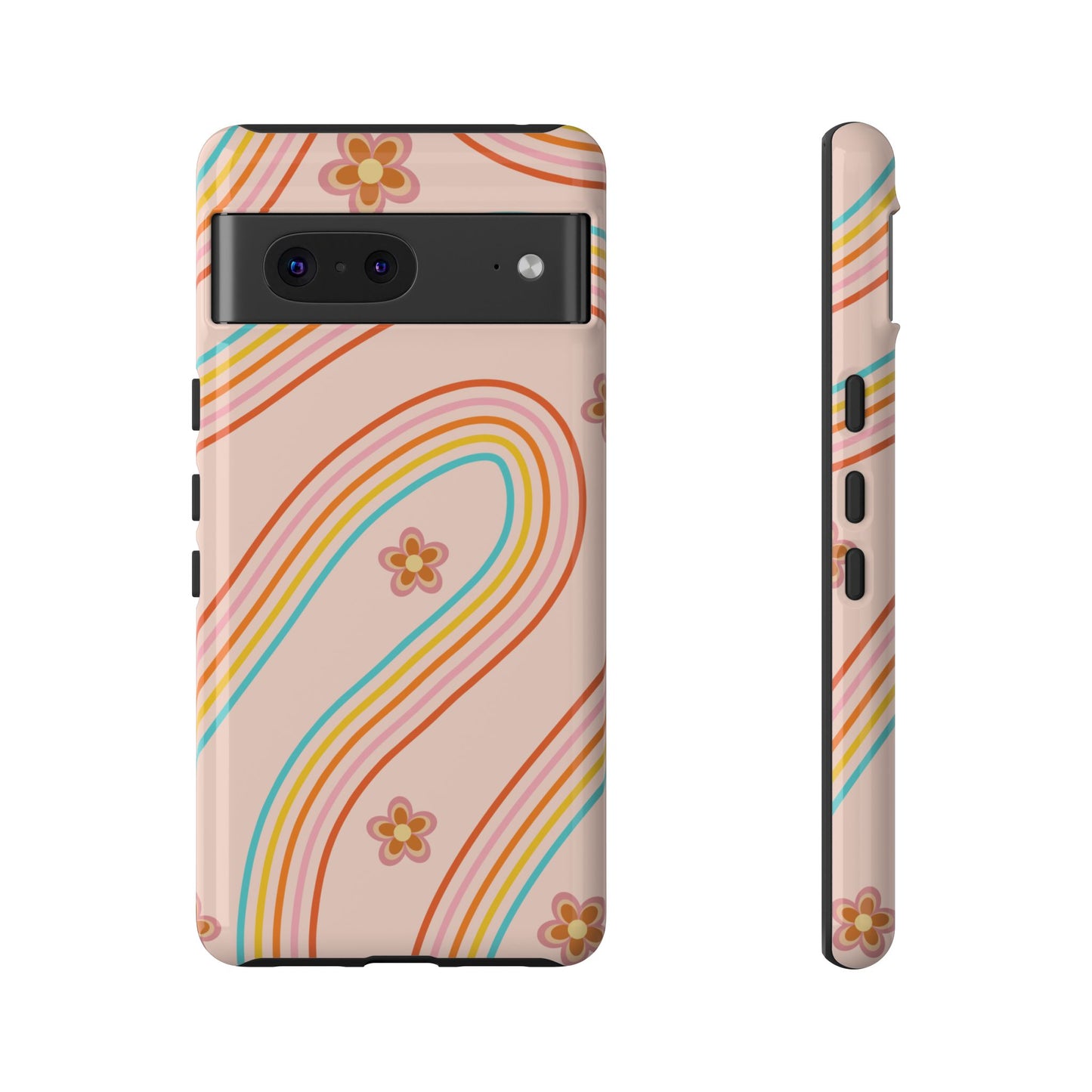 Retro Rainbow Phone Case - Tough & Stylish Floral Design