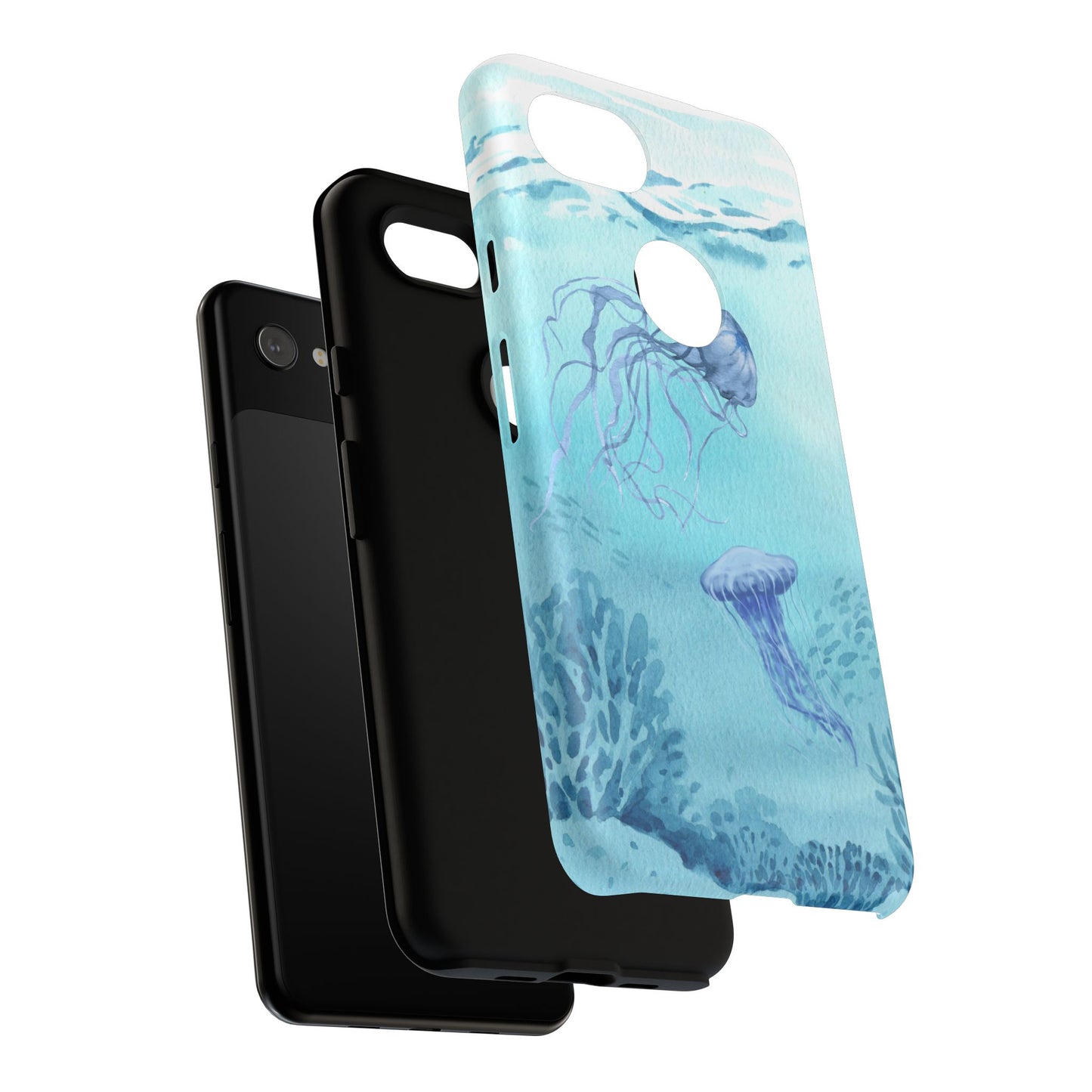 Ocean-Inspired Tough Phone Case with Jellyfish Design