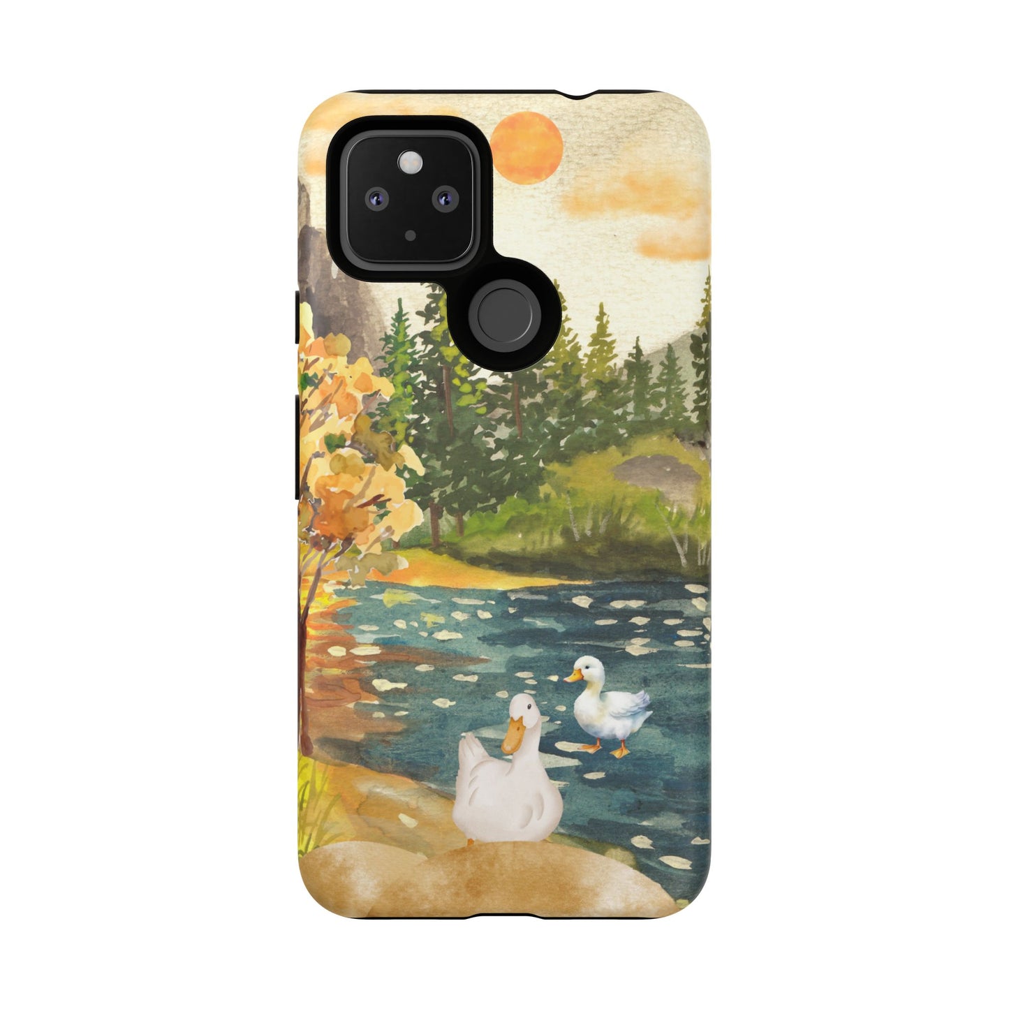 Artistic Phone Case with Ducks and Nature Scene