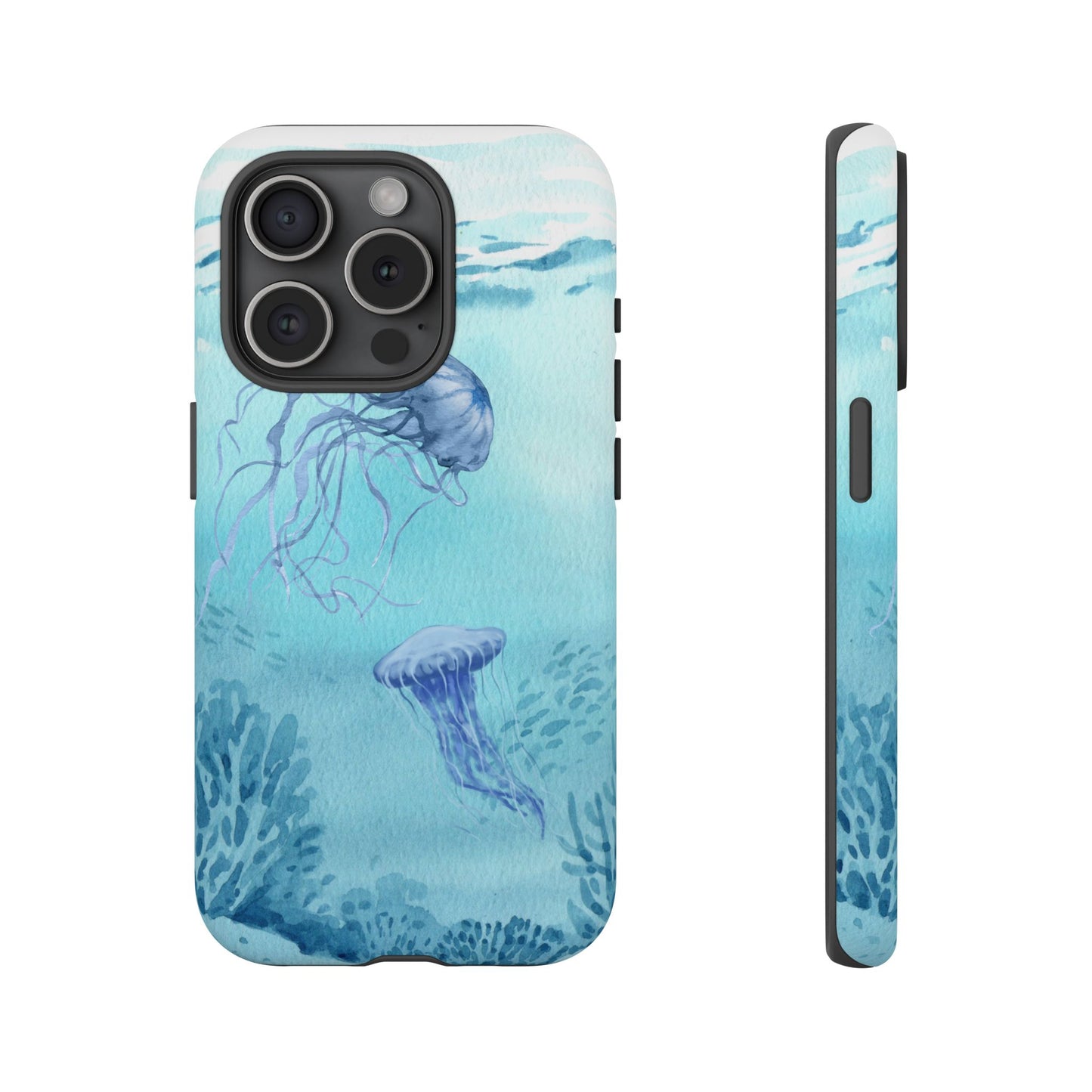 Ocean-Inspired Tough Phone Case with Jellyfish Design